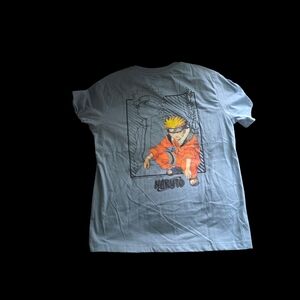 Kids Short Sleeve Tee with Anime Design - Light Blue